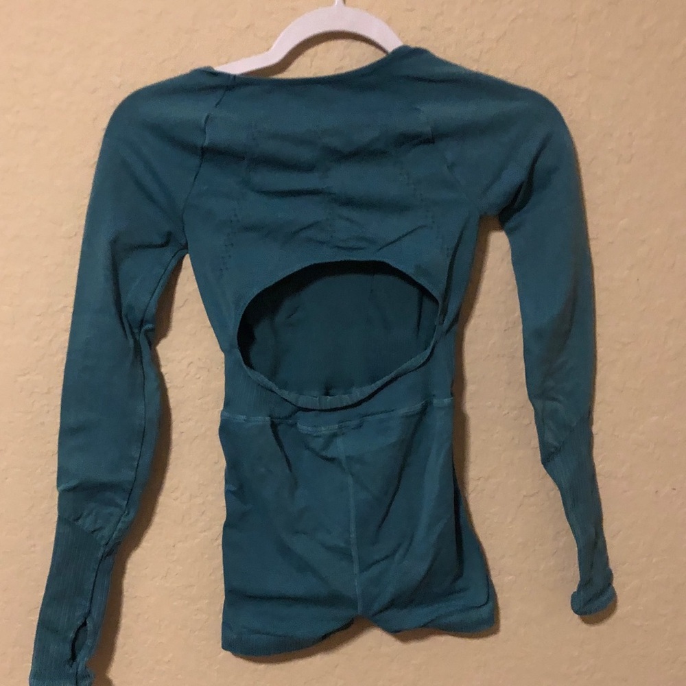 Free People Teal Open-Back Long-Sleeve onesie xs/small